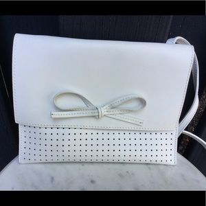 Gap Perforated Leather Crossbody Bag in White Leather